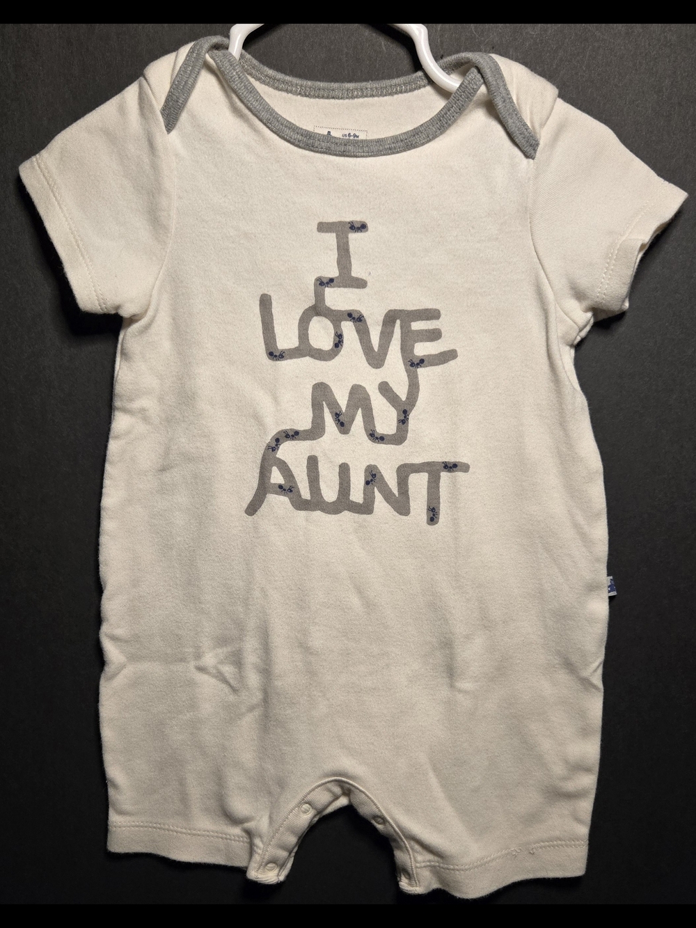 GAP White Short Sleeve Romper with Gray Graphic